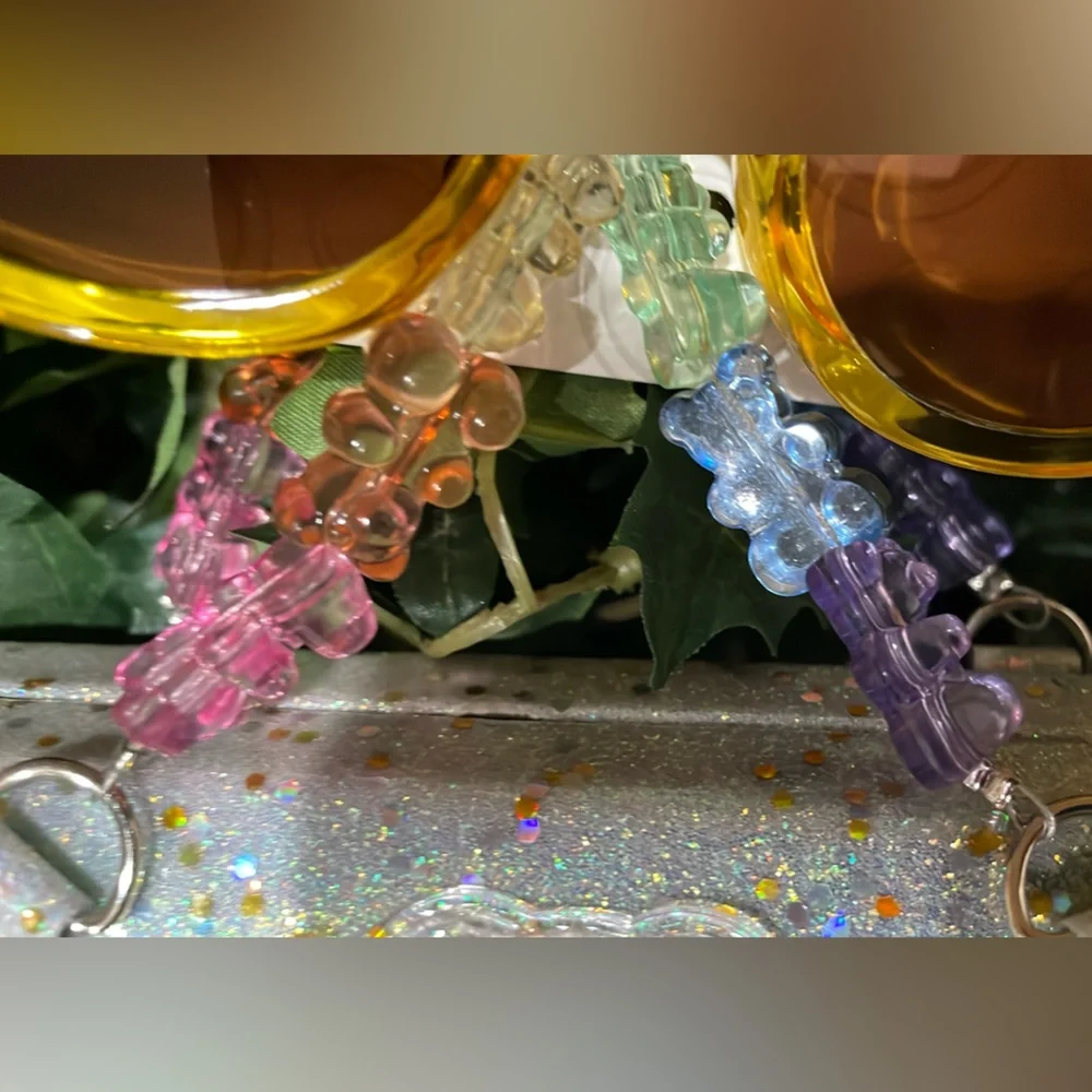 💗 NWT Pink Glitter CareBear Kids Sunglasses +fancy case Wonder Nation Brand New